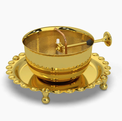 Golden Brass Divya Akhand Jyot Diya with Rotating Wick