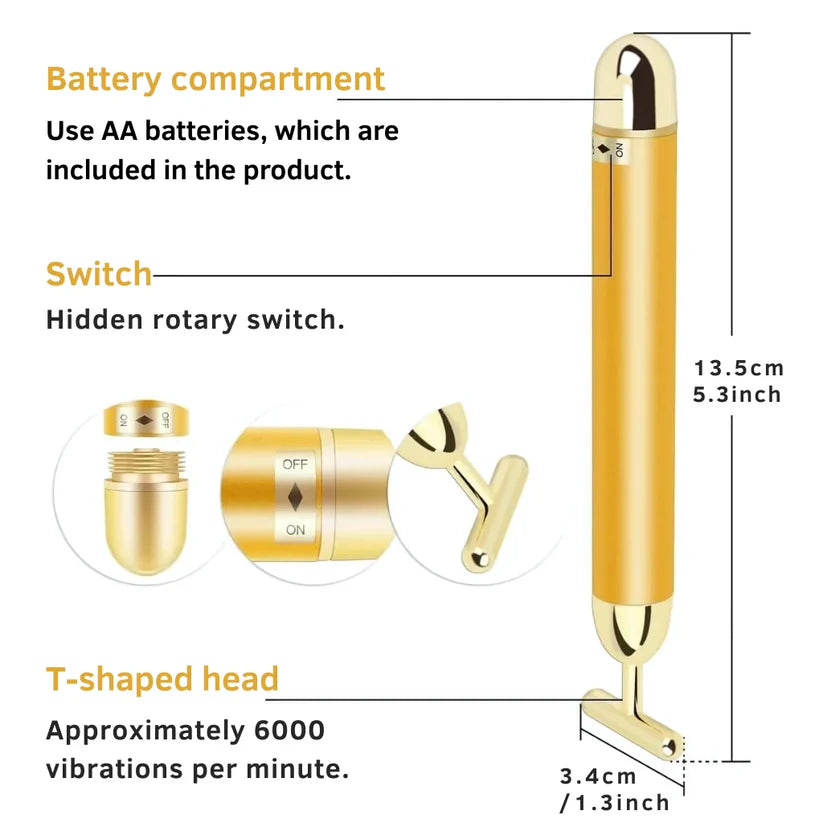24K Gold Electric Facial Massage Roller