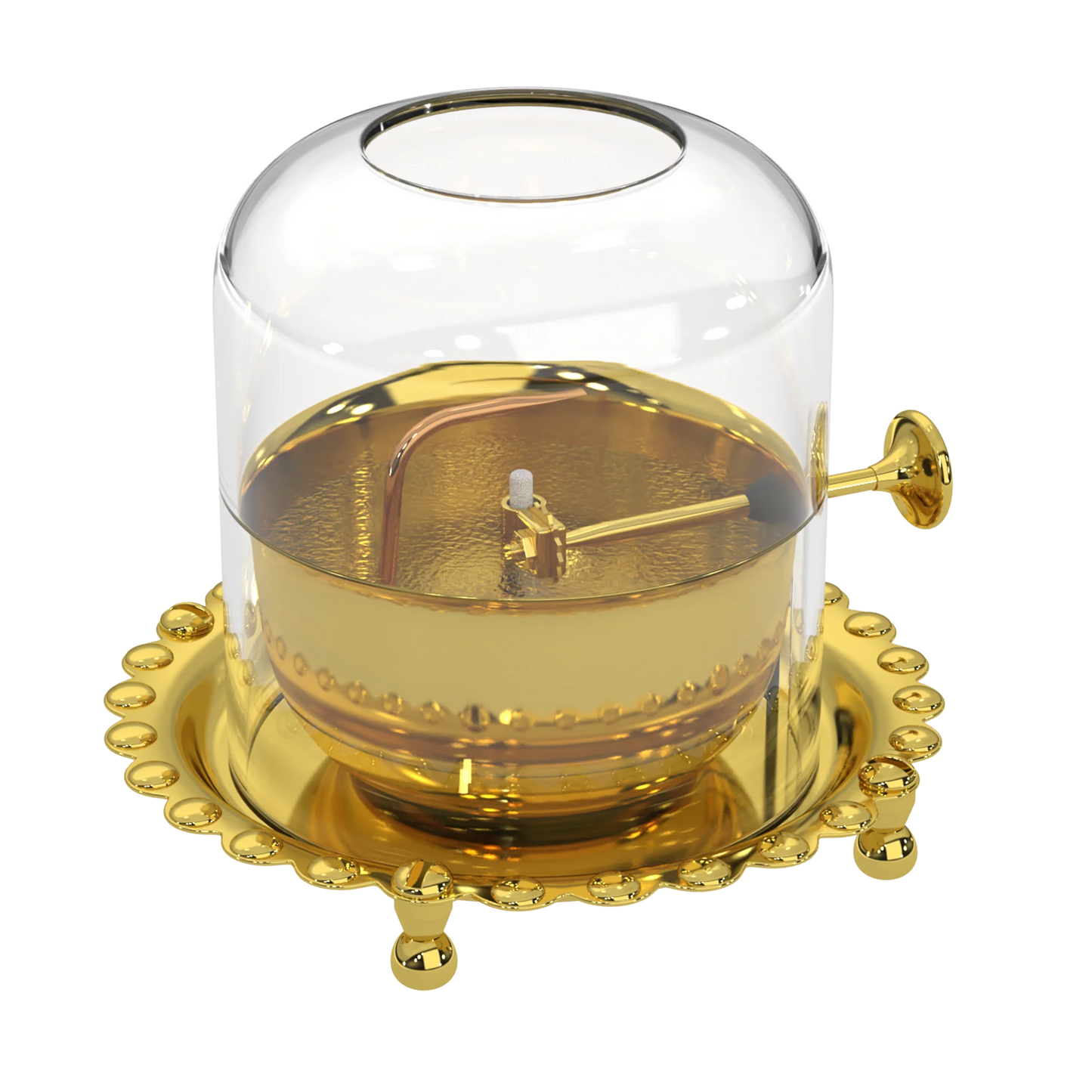 Golden Brass Divya Akhand Jyot Diya with Rotating Wick