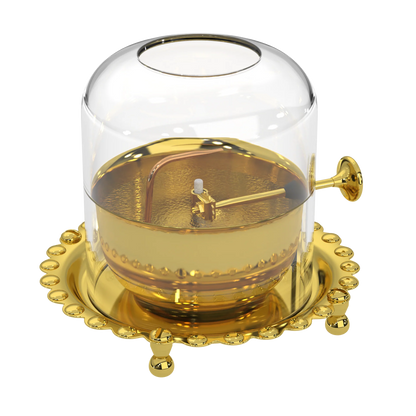 Golden Brass Divya Akhand Jyot Diya with Rotating Wick