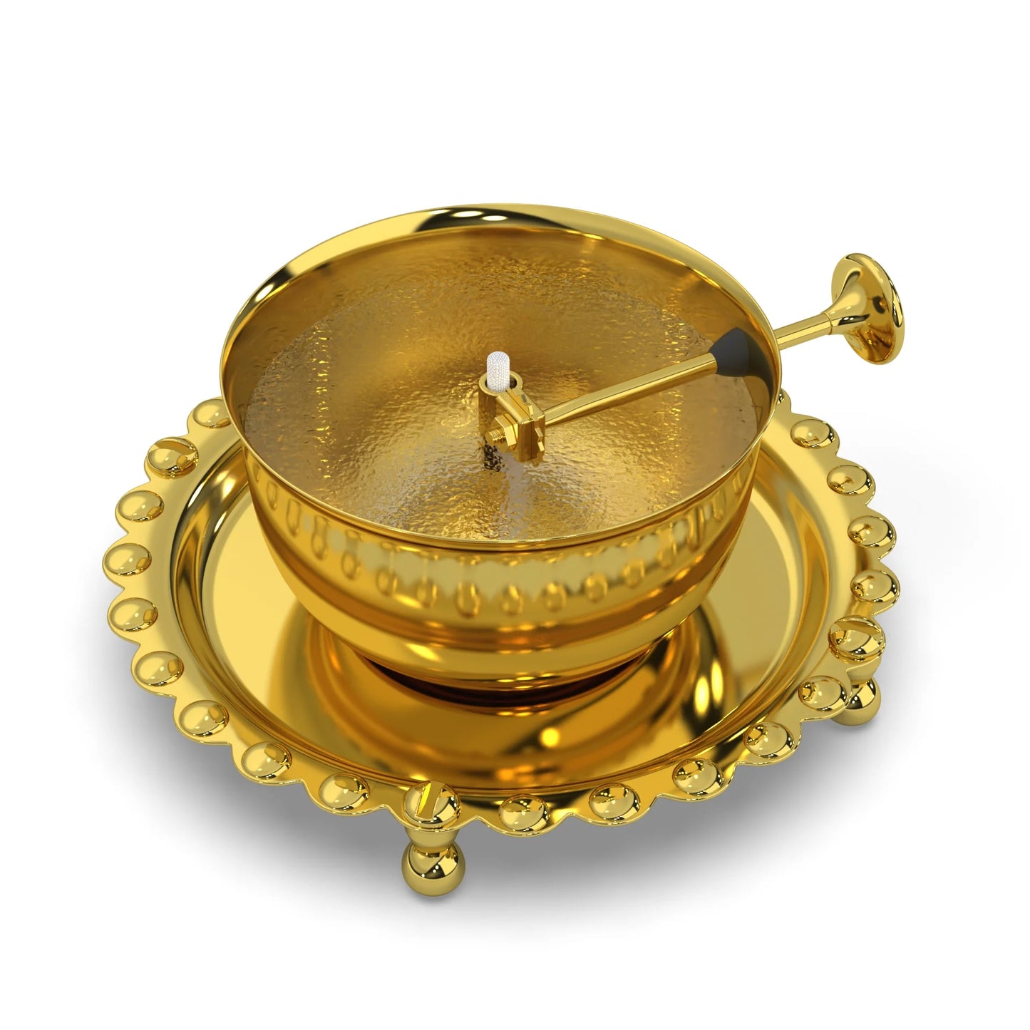Golden Brass Divya Akhand Jyot Diya with Rotating Wick