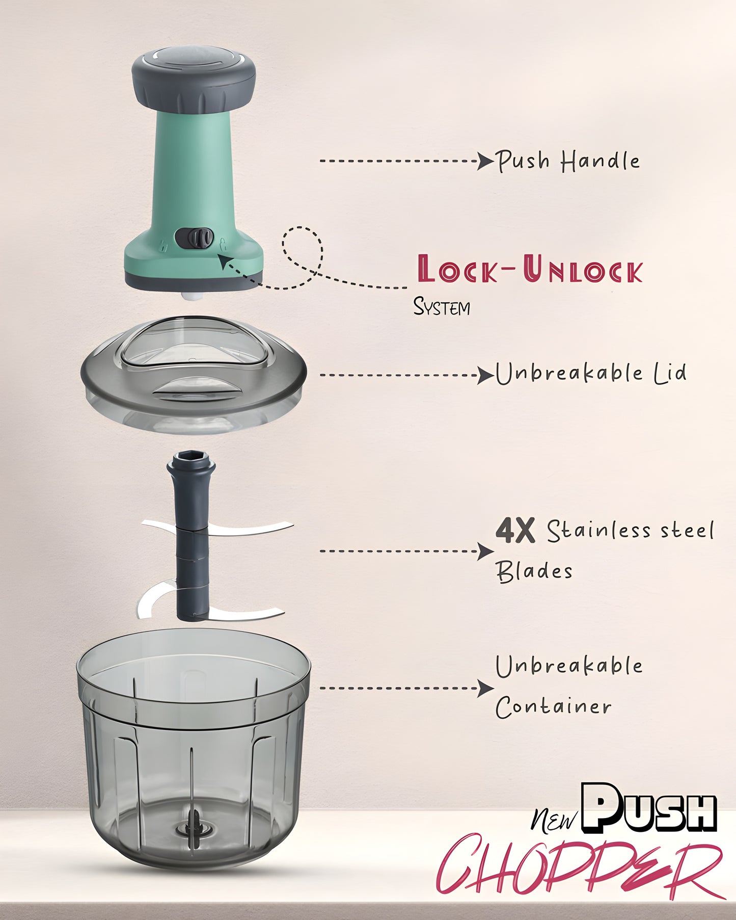 Cutlo™ Manual Hand-Press Vegetable Chopper